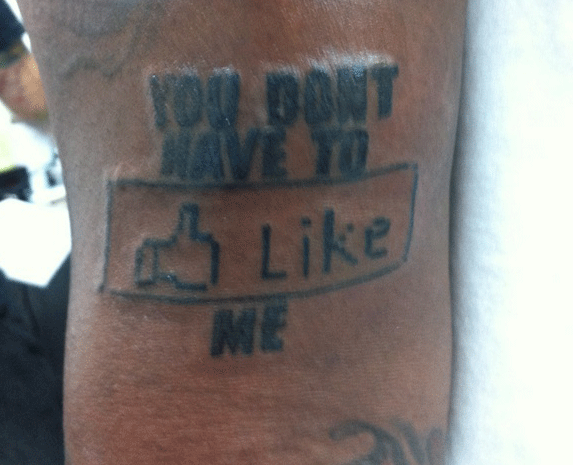 T-Pain Facebook Like Tattoo